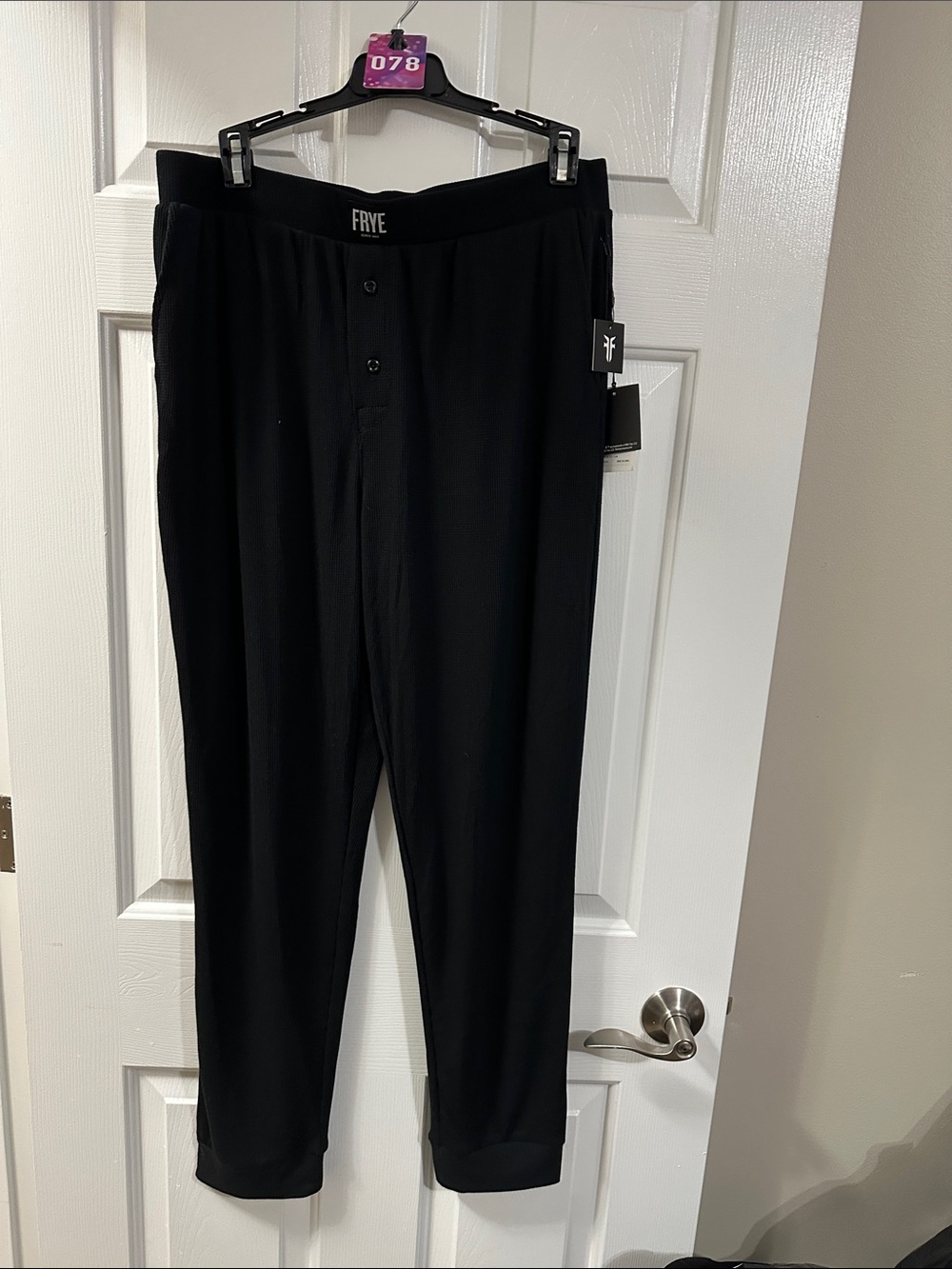 FRYE Black Men's Jogger Sweatpants with Button Fly